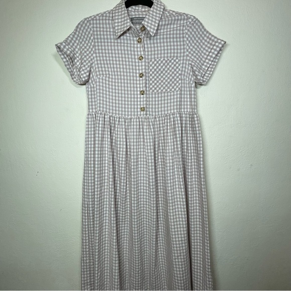 UO Urban Outfitters Laila Seersucker Midi Shirt Dress Short Sleeve XS - Picture 2 of 10
